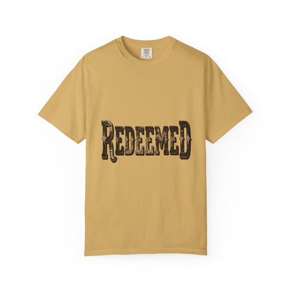 Garment-Dyed Statement Tee — Bold Single-Word Typographic Front