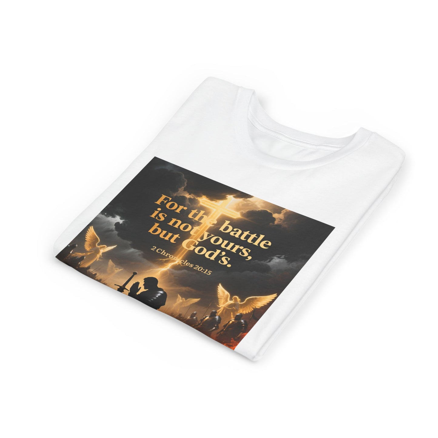 For the battle is not yours, but God's youth tee | Christian hands design | Meaningful Gift for Kids