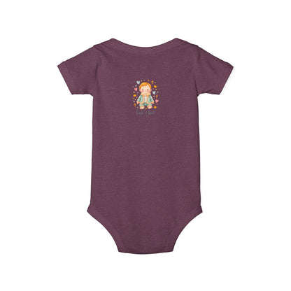 Infant One-Piece Bodysuit — Cute Little Girl Illustration "Hello World" Baby Bodysuit