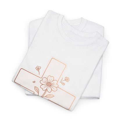 Floral Cross Tee — Delicate Bloom Christian T-Shirt