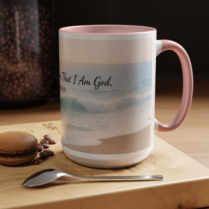 Psalm 46:10 Ocean Coffee Mug – "Be Still and Know That I Am God" Inspirational Ceramic
