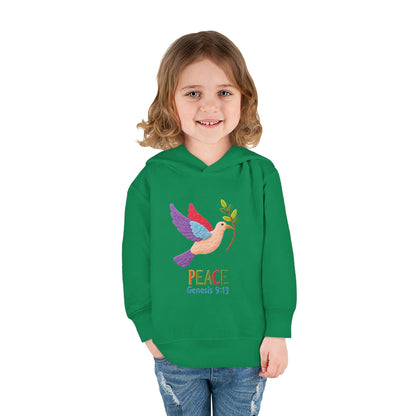 Toddler Hoodie — Colorful Peace Dove with Olive Branch & “PEACE Genesis 9:13”
