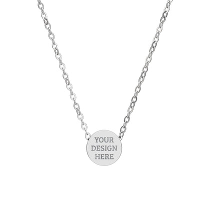 Custom Engraved Circle Pendant Necklace | Silver or Gold Jewelry Gift for Him & Her