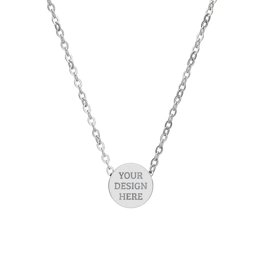 Custom Engraved Circle Pendant Necklace | Silver or Gold Jewelry Gift for Him & Her