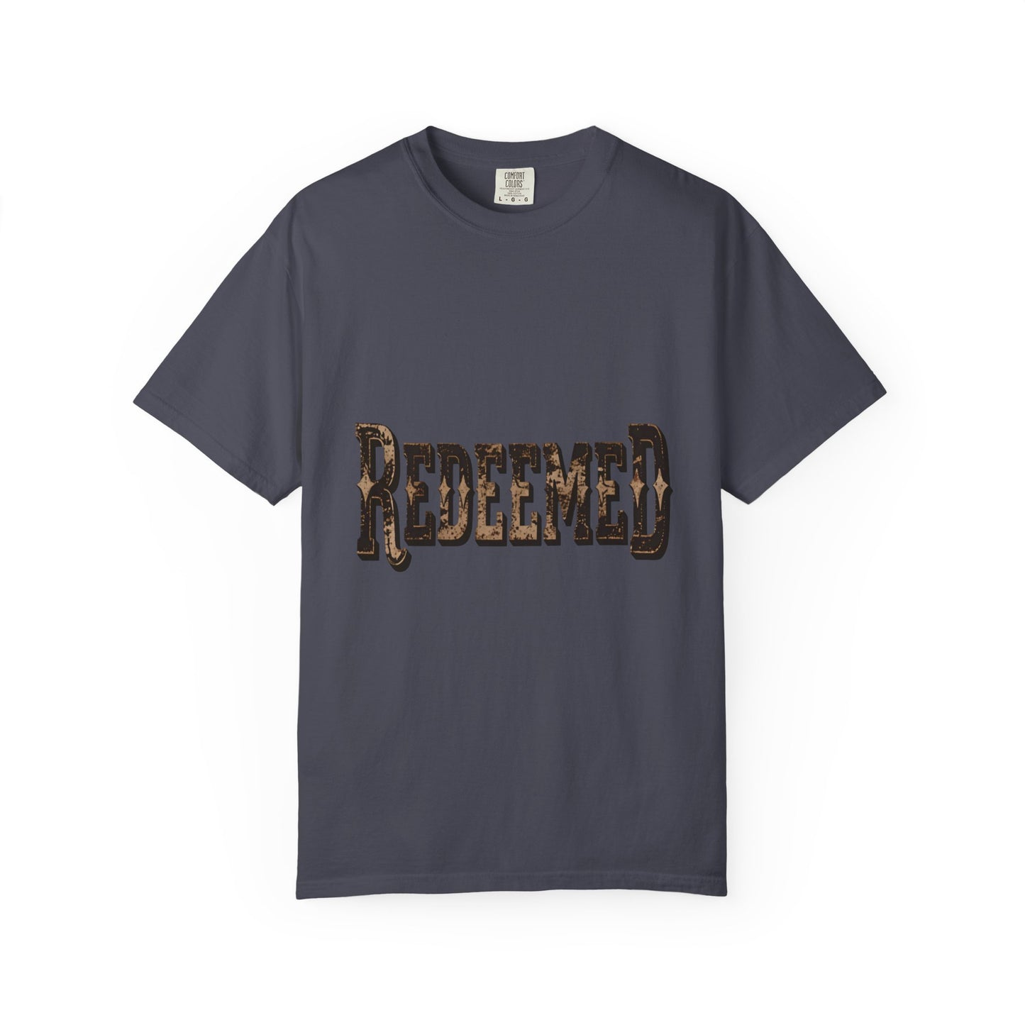 Garment-Dyed Statement Tee — Bold Single-Word Typographic Front