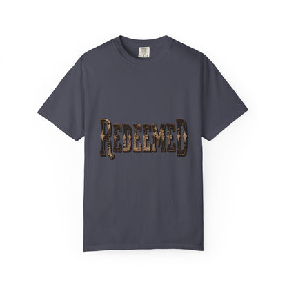 Garment-Dyed Statement Tee — Bold Single-Word Typographic Front