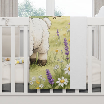 Cute Lamb Baby Blanket – Soft Fleece Nursery Throw for Newborns & Toddlers