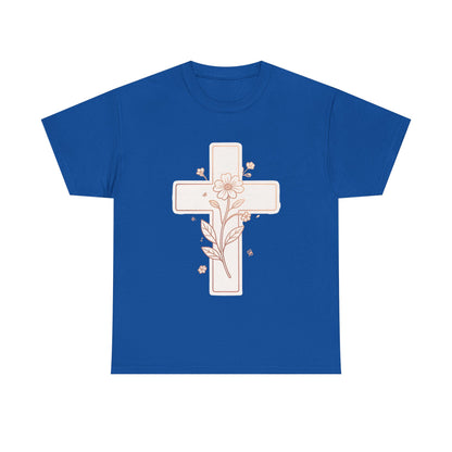 Floral Cross Tee — Delicate Bloom Christian T-Shirt