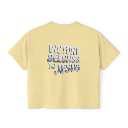 Victory Belongs to Jesus Boxy Tee — Christian Faith Graphic Tee