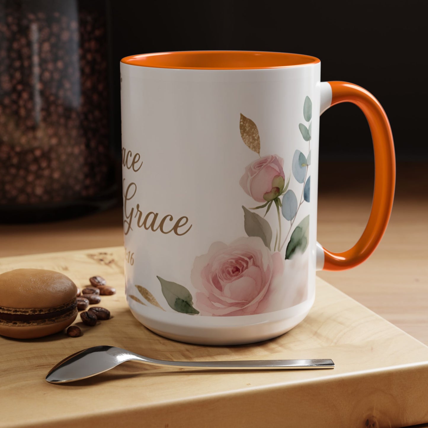 Grace Upon Grace Coffee Mug — Floral John 1:16 Scripture Accent Mug