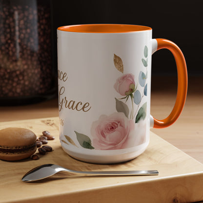 Grace Upon Grace Coffee Mug — Floral John 1:16 Scripture Accent Mug