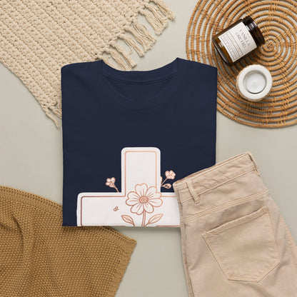 Floral Cross Tee — Delicate Bloom Christian T-Shirt