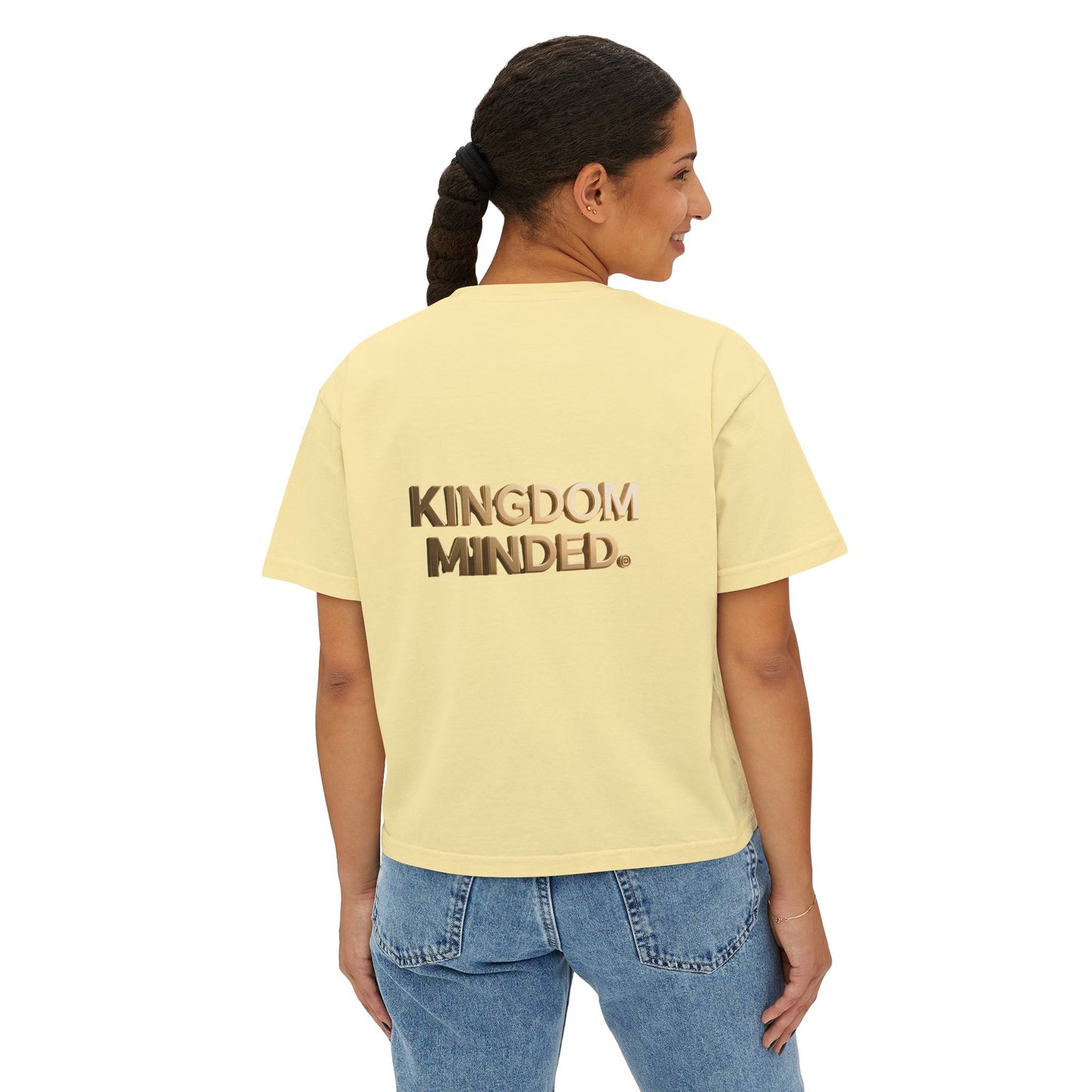 Kingdom Minded Boxy Tee — Women's Faith-Inspired Cropped T-Shirt