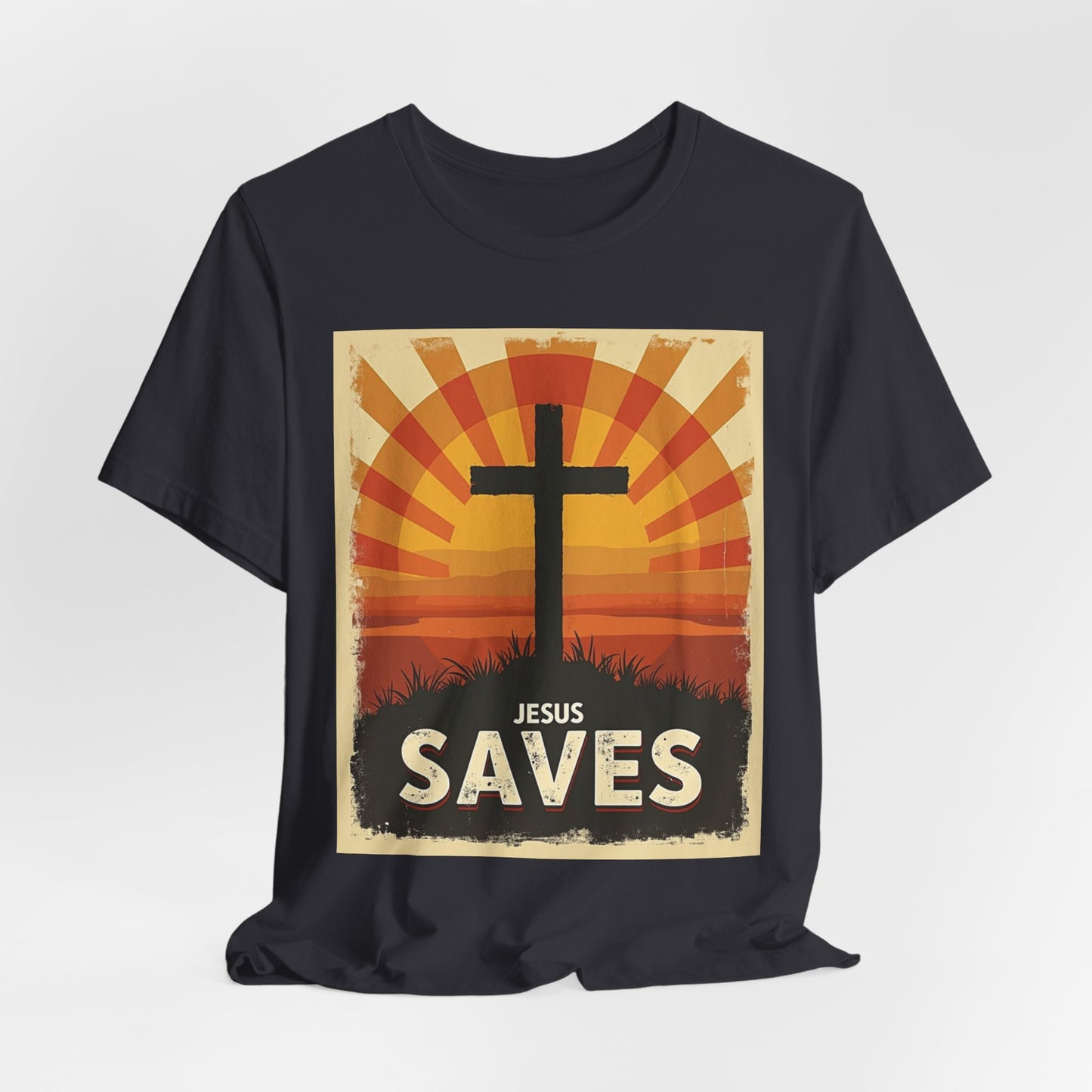 Jesus Saves Cross tee | Christian faith shirt, sunrise graphic | Perfect Gift for Mom and Dad | Friends and Family Shirt