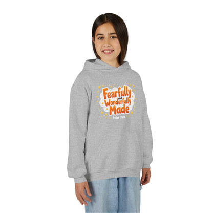 Youth Hoodie — "Fearfully & Wonderfully Made" Christian Kids Sweatshirt (Psalm 139:14)