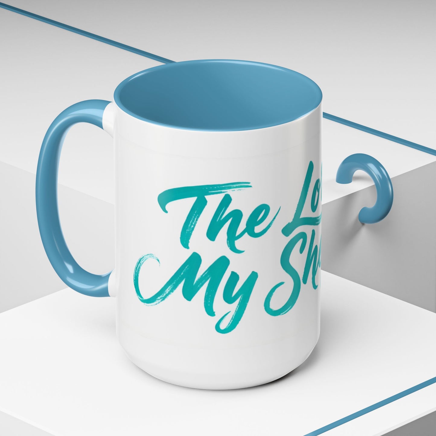 Scripture Accent Coffee Mug — Teal Hand-Lettered Encouragement (11/15 oz)