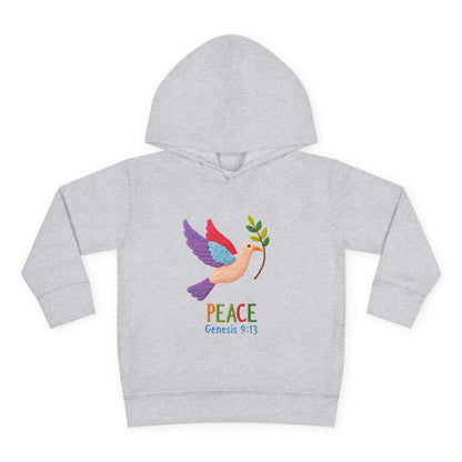 Toddler Hoodie — Colorful Peace Dove with Olive Branch & “PEACE Genesis 9:13”