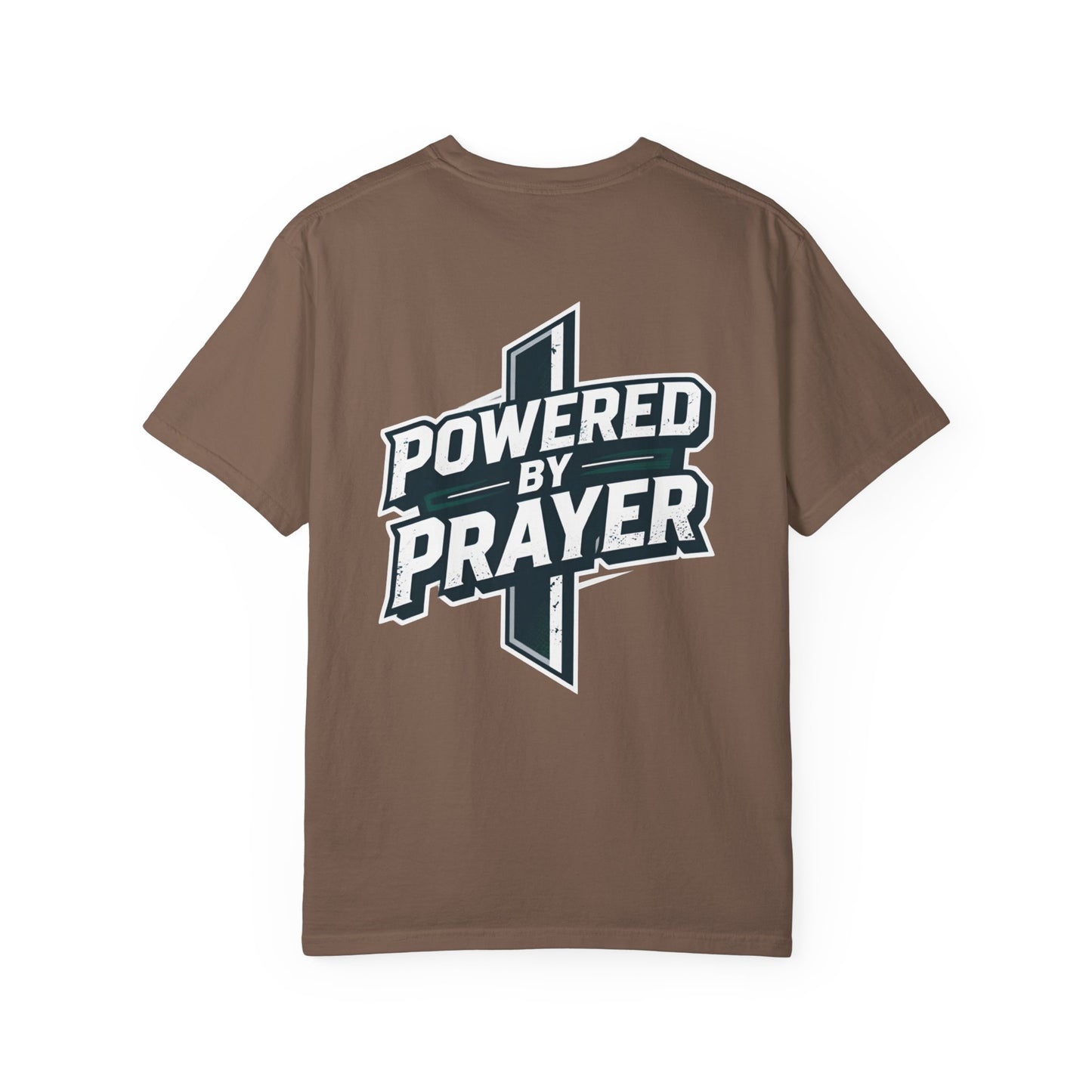 Powered by Prayer T‑Shirt — Faith Graphic Tee with Cross
