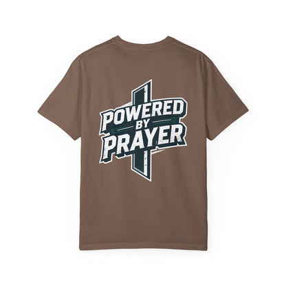 Powered by Prayer T‑Shirt — Faith Graphic Tee with Cross
