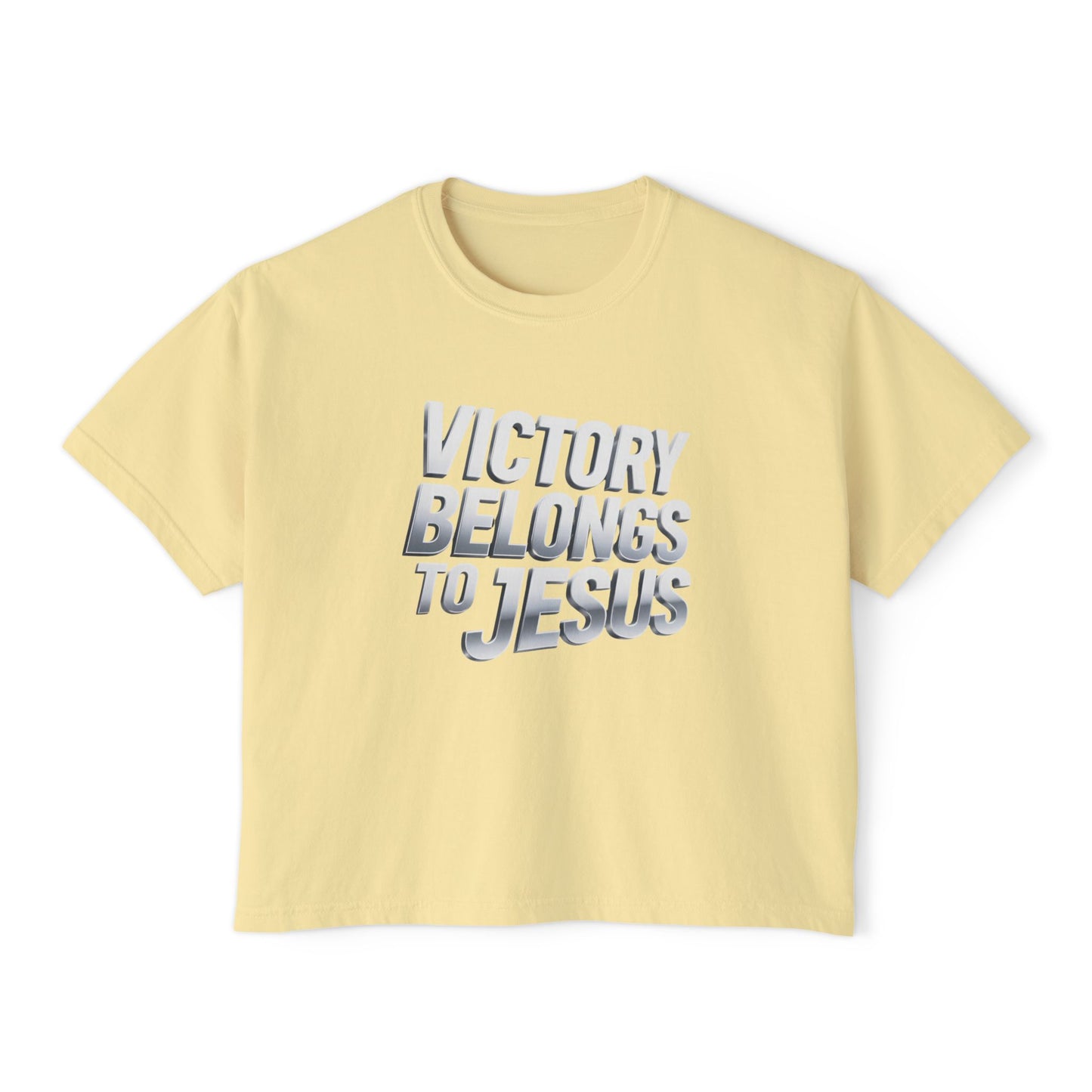 Victory Belongs to Jesus Boxy Tee — Christian Faith Graphic Tee