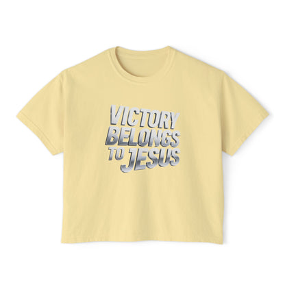 Victory Belongs to Jesus Boxy Tee — Christian Faith Graphic Tee