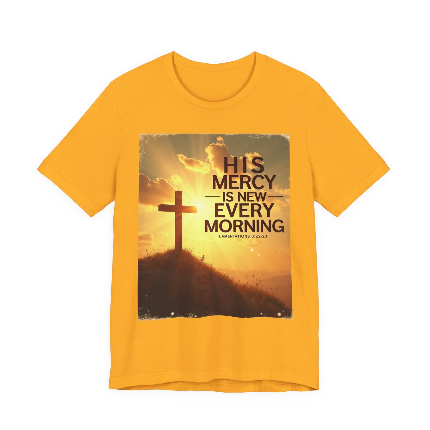 His Mercy Is New Every Morning T-Shirt | Christian Cross Sunrise Scripture | Meaningful Gift for Believers in Christ