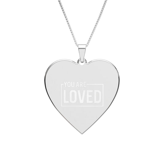 Heart Photo Pendant Necklace — Engraved "You Are Loved" Keepsake
