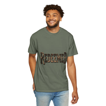 Garment-Dyed Statement Tee — Bold Single-Word Typographic Front