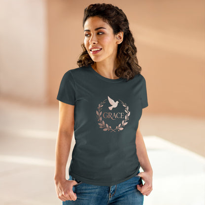 Graceful Dove Wreath Tee — Women's Rose-Gold Reminder Tee
