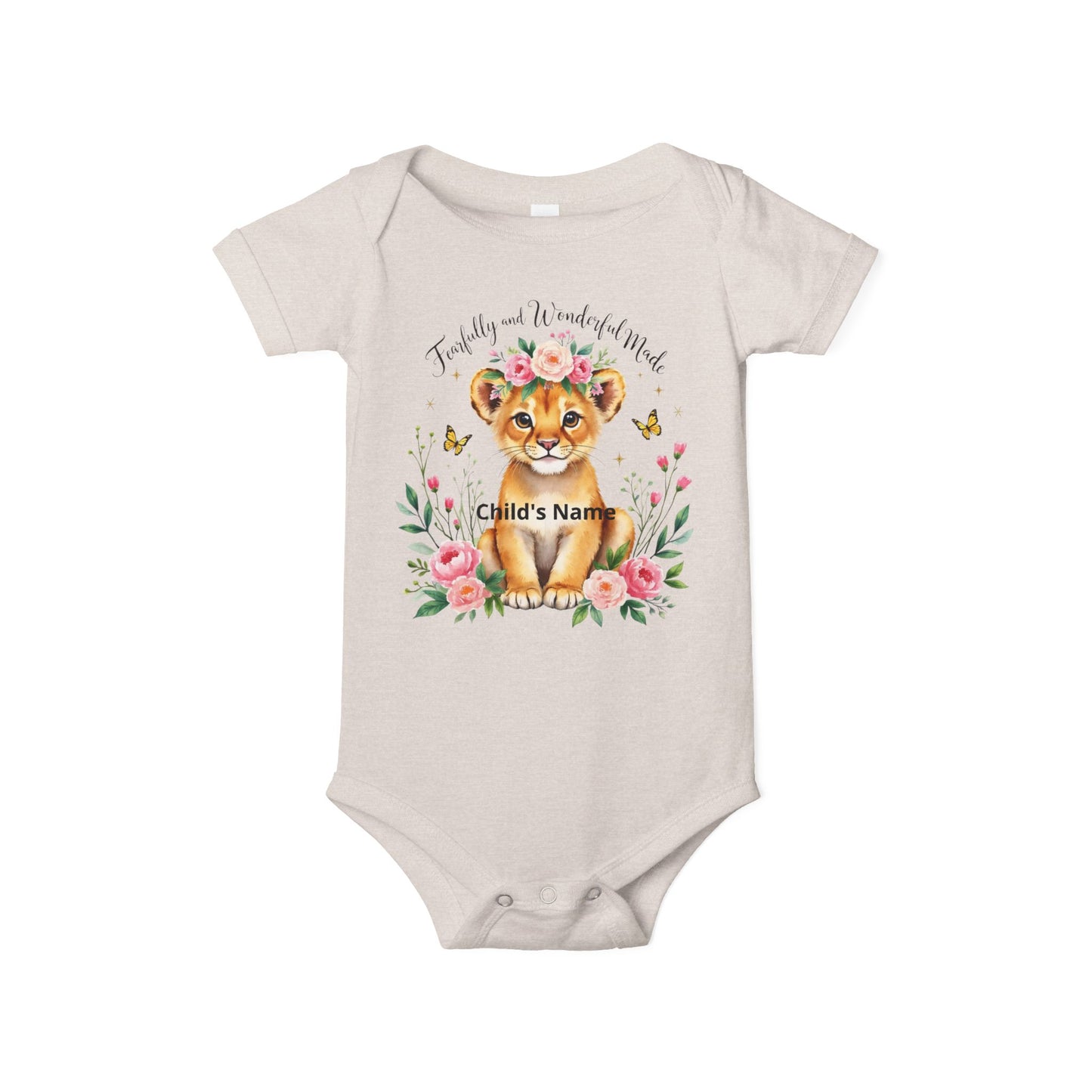 Baby Onesie - Floral Lion Cub "Wild and Wonderful" Personalized Infant Bodysuit