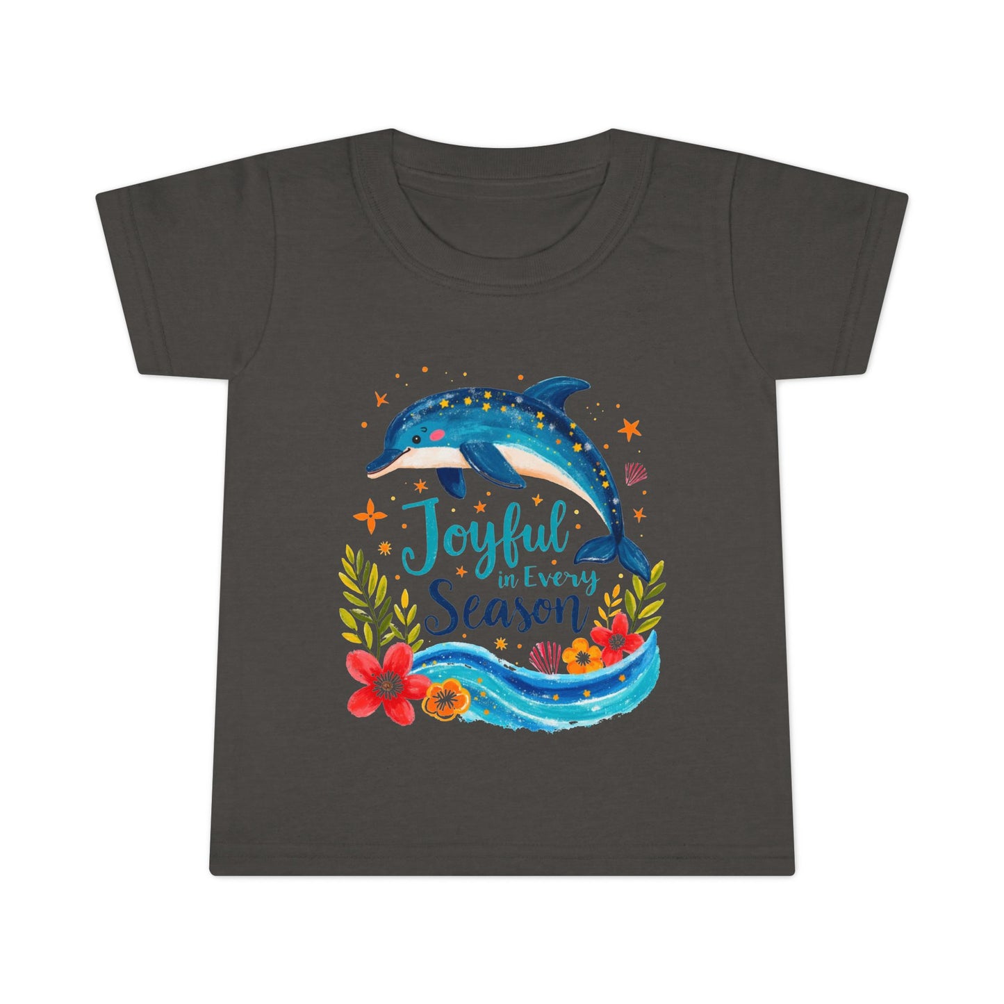 Joyful Sea Season Toddler T-Shirt — Dolphin Floral Kids Tee