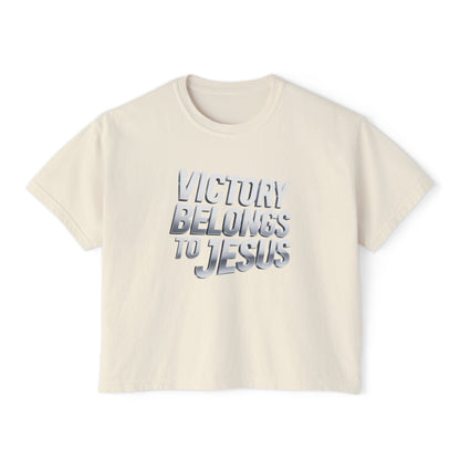 Victory Belongs to Jesus Boxy Tee — Christian Faith Graphic Tee
