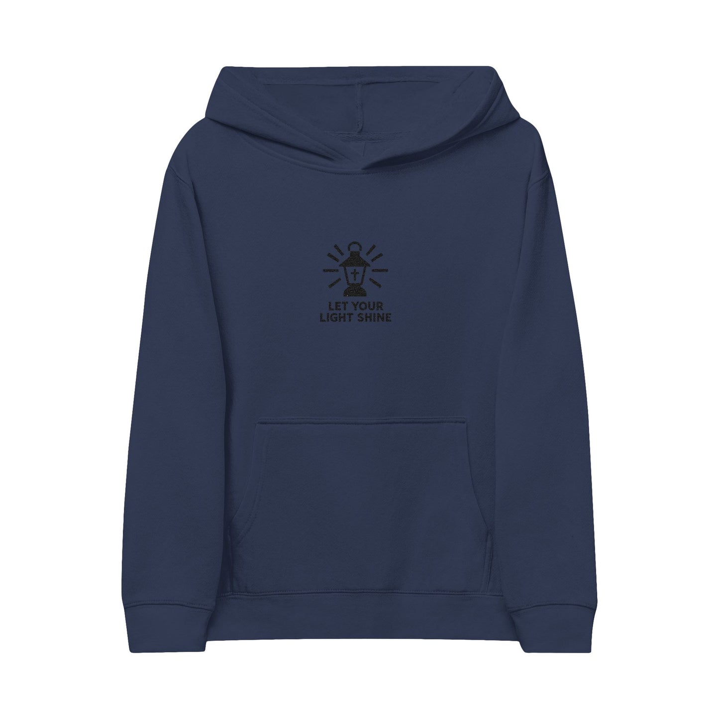 Kids Embroidered Hoodie - "Let Your Light Shine" Inspirational Fleece Pullover