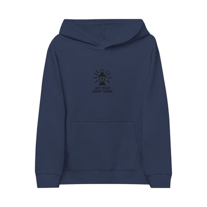 Kids Embroidered Hoodie - "Let Your Light Shine" Inspirational Fleece Pullover