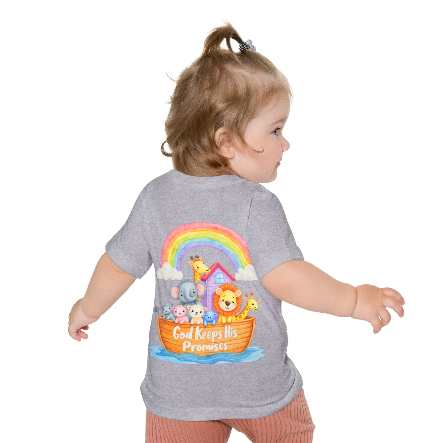 Baby T-Shirt — "God Keeps His Promises" Noah's Ark Rainbow Design