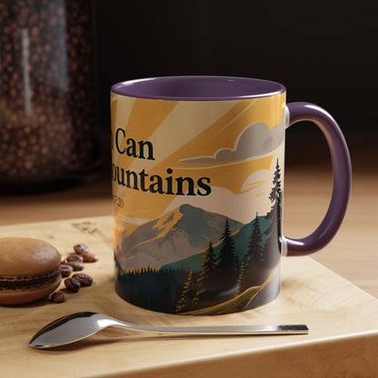 Faith Can Move Mountains Coffee Mug — Matthew 17:20 Inspirational Accent Mug