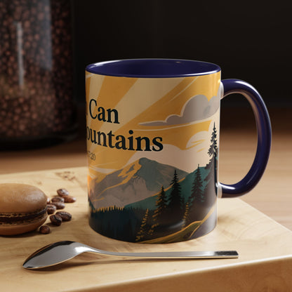 Faith Can Move Mountains Coffee Mug — Matthew 17:20 Inspirational Accent Mug
