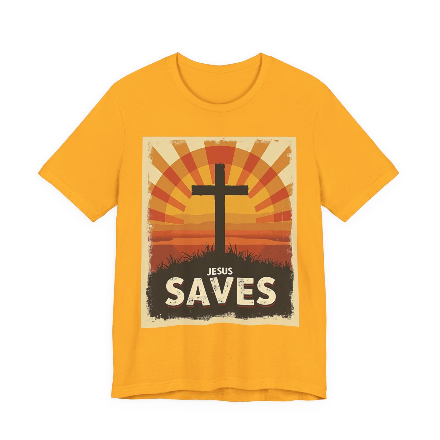 Jesus Saves Cross tee | Christian faith shirt, sunrise graphic | Perfect Gift for Mom and Dad | Friends and Family Shirt