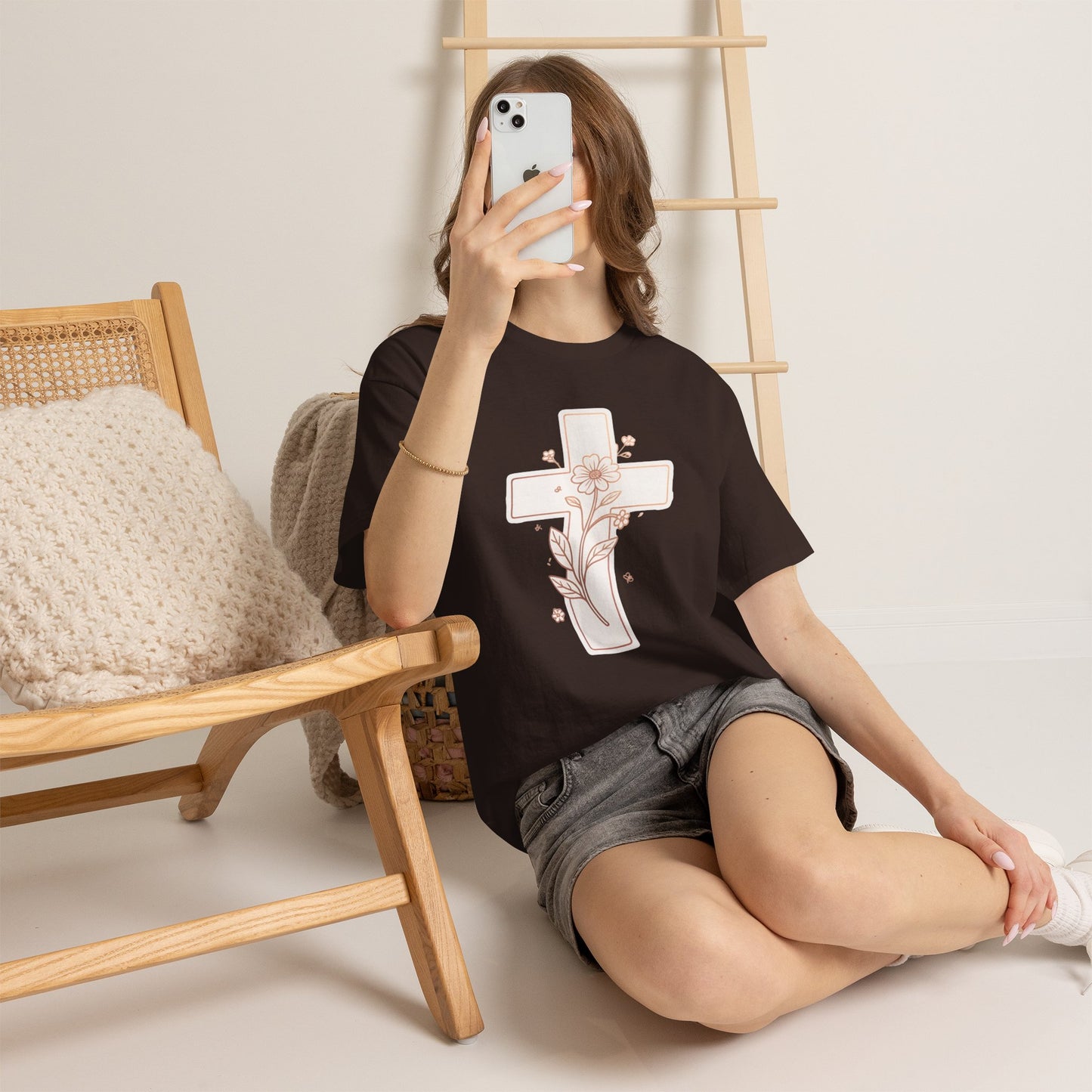Floral Cross Tee — Delicate Bloom Christian T-Shirt