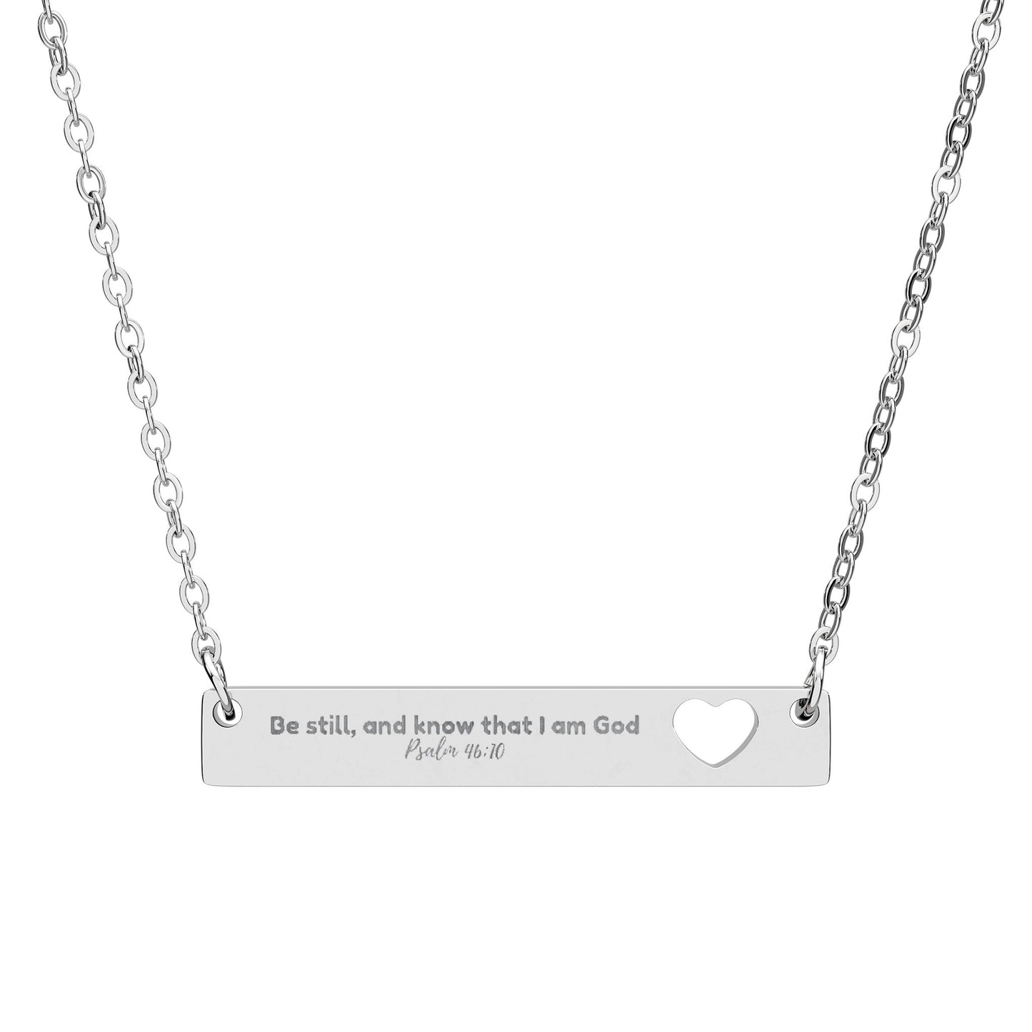 Cutout Heart Engraved Bar Necklace – Personalized Heart Bar Pendant