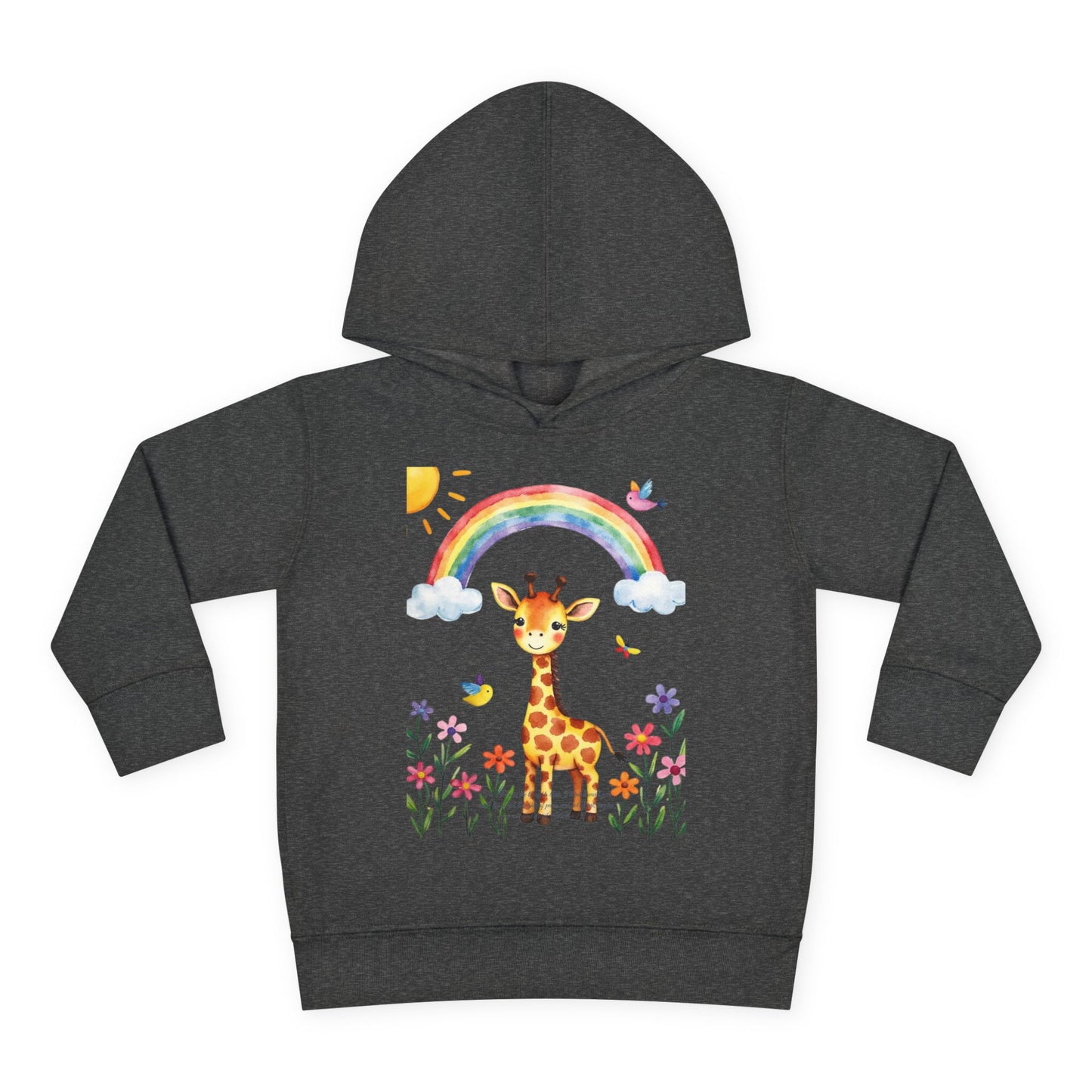 Toddler Hoodie — Giraffe Rainbow Floral Pullover