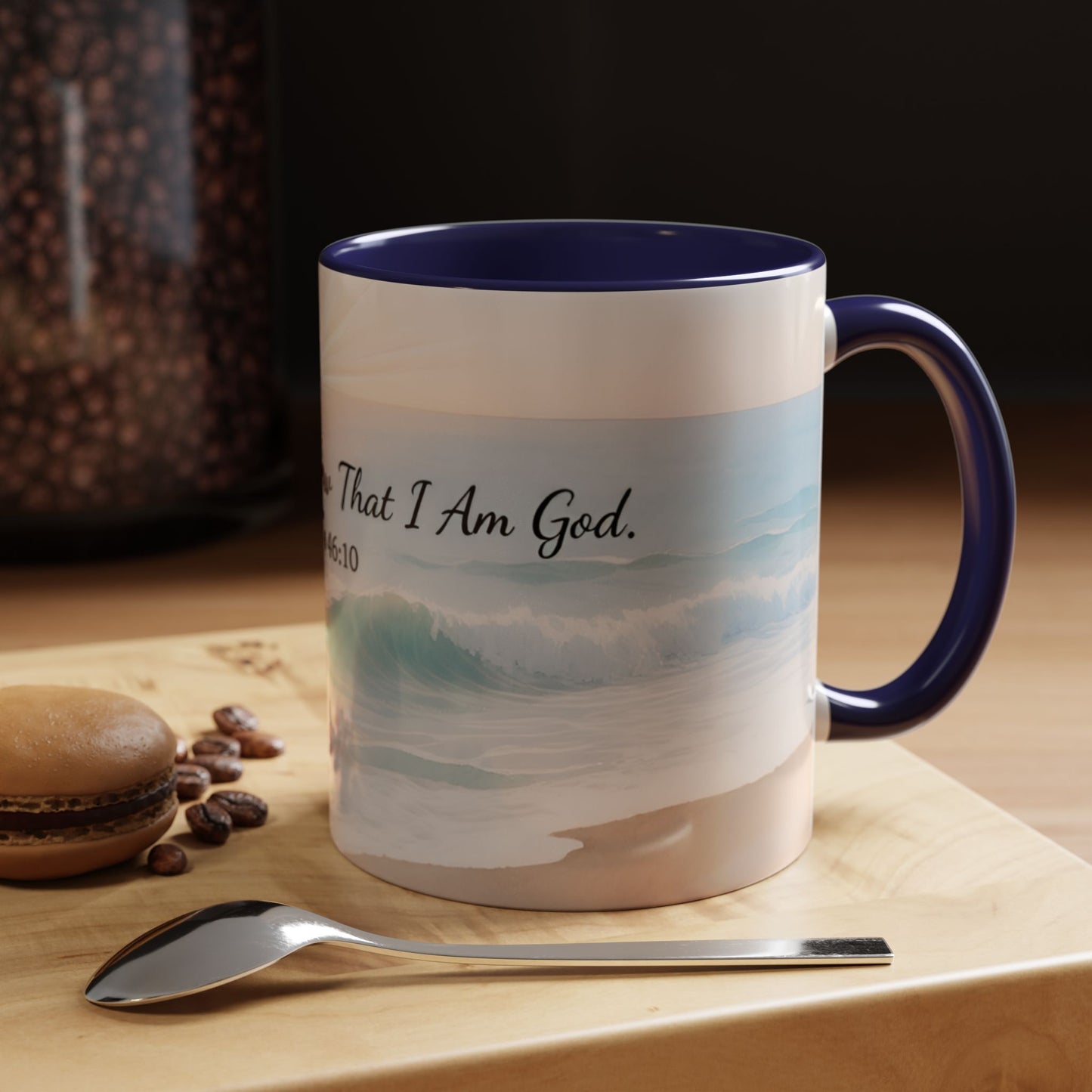Psalm 46:10 Ocean Coffee Mug – "Be Still and Know That I Am God" Inspirational Ceramic