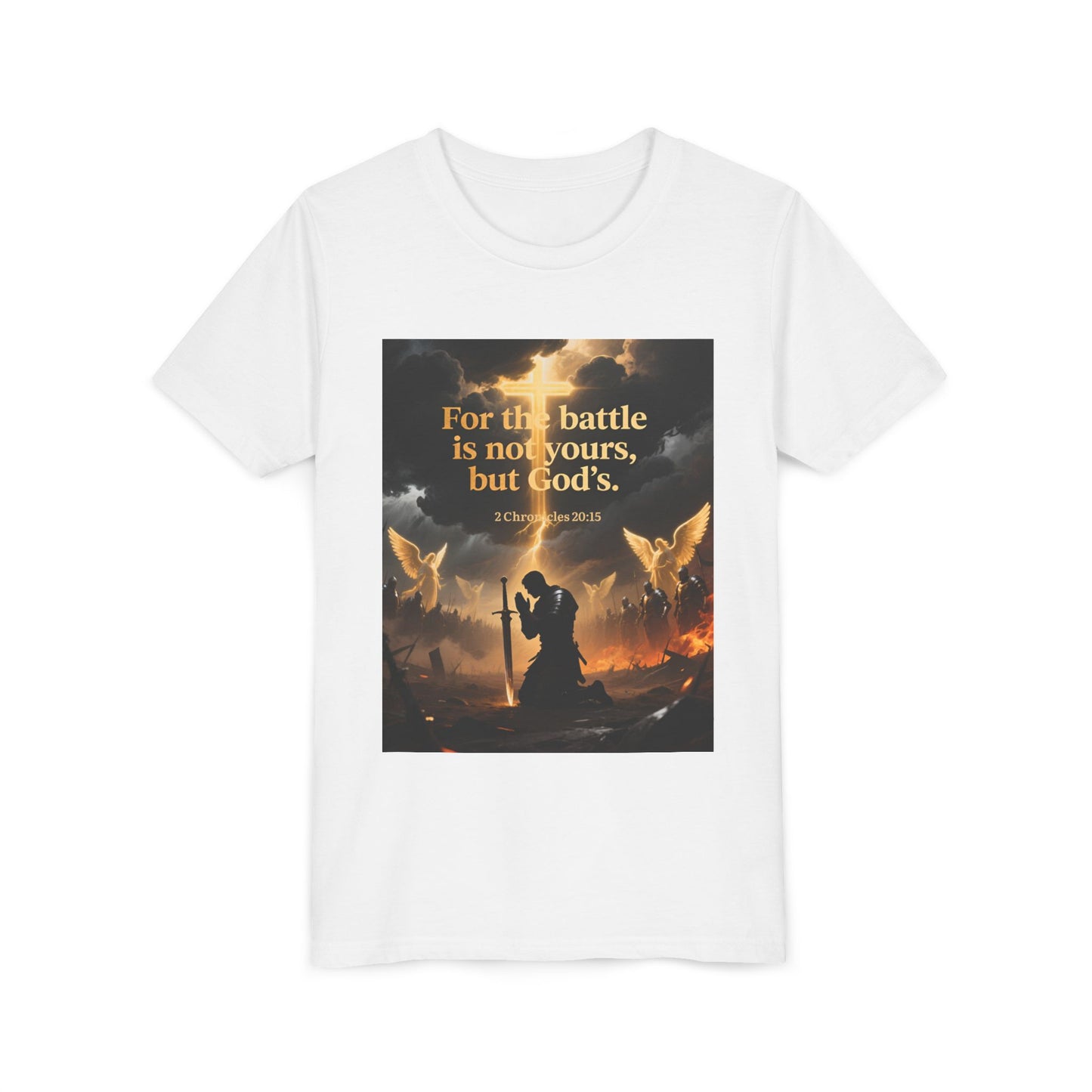 For the battle is not yours, but God's youth tee | Christian hands design | Meaningful Gift for Kids