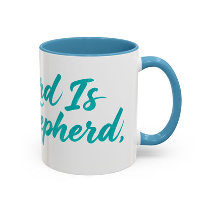 Scripture Accent Coffee Mug — Teal Hand-Lettered Encouragement (11/15 oz)