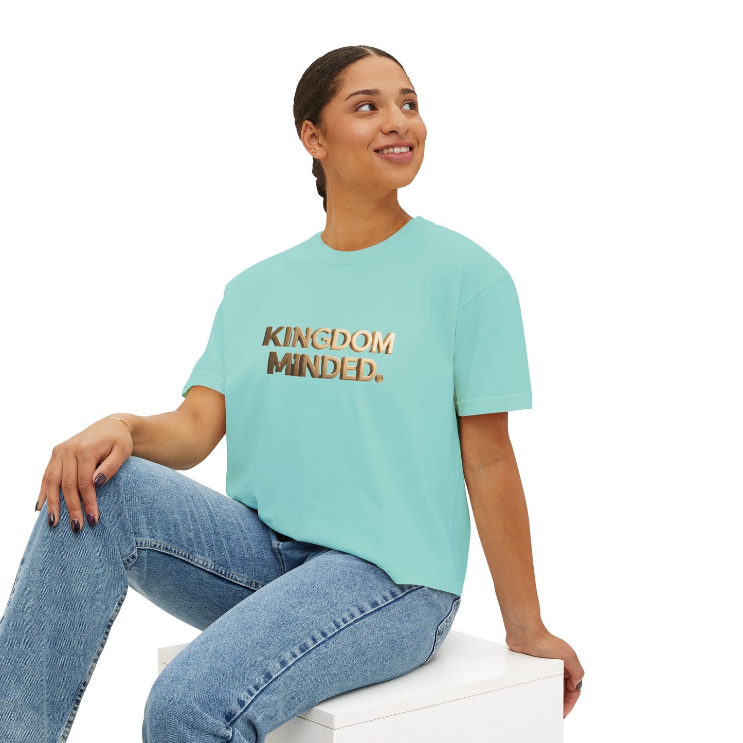 Kingdom Minded Boxy Tee — Women's Faith-Inspired Cropped T-Shirt