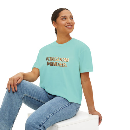 Kingdom Minded Boxy Tee — Women's Faith-Inspired Cropped T-Shirt