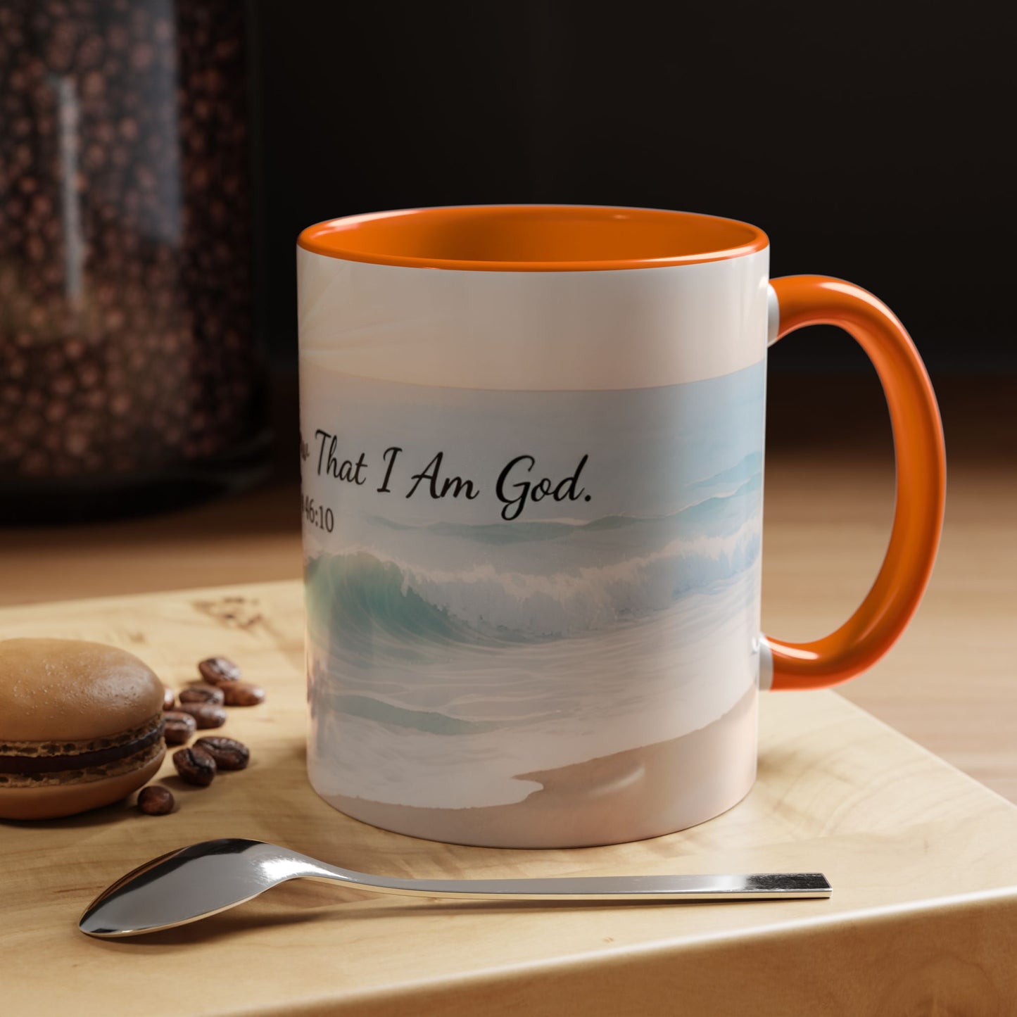 Psalm 46:10 Ocean Coffee Mug – "Be Still and Know That I Am God" Inspirational Ceramic