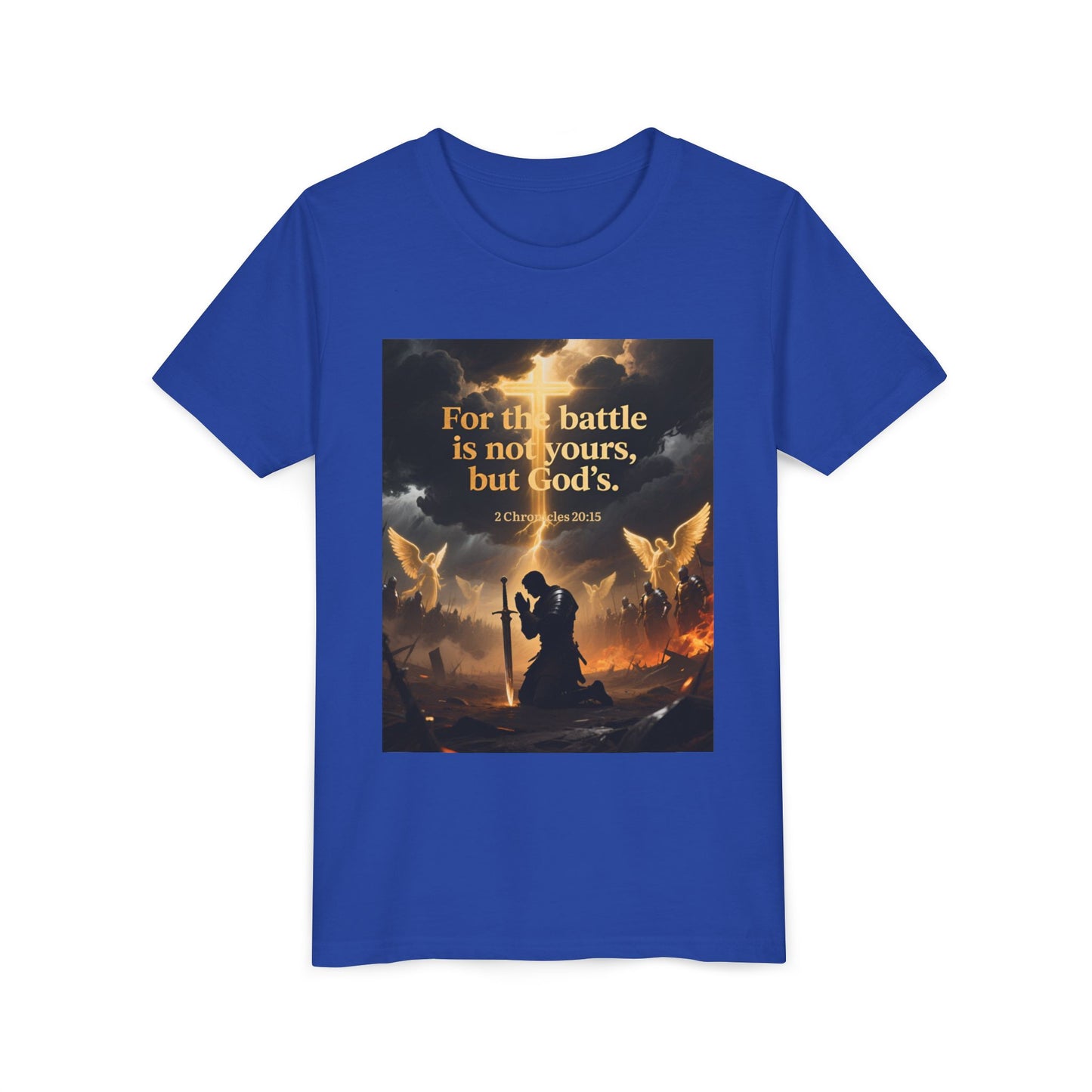 For the battle is not yours, but God's youth tee | Christian hands design | Meaningful Gift for Kids