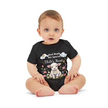 Infant Onesie - "God Made Me Special" Lamb Baby Bodysuit (What a Wonderful World)
