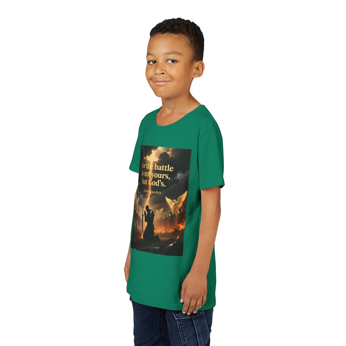 For the battle is not yours, but God's youth tee | Christian hands design | Meaningful Gift for Kids